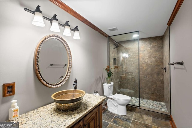 4840 Spring Park Cir, Suwanee, GA 30024 - full bath with vanity, toilet, a walk in shower, and stone finish floors