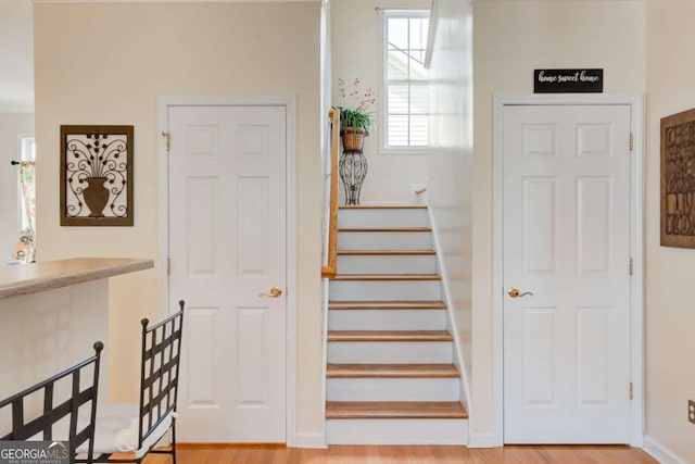 2707 Mariner Way, Villa Rica, GA 30180 - stairway with wood finished floors and baseboards
