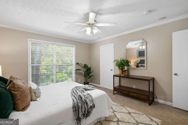 3200 Seven Pines Ct Unit 103, Atlanta, GA 30339 - bedroom featuring light colored carpet, ornamental molding, ceiling fan, and baseboards