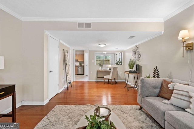 3200 Seven Pines Ct Unit 103, Atlanta, GA 30339 - living room featuring wood finished floors, baseboards, and crown molding