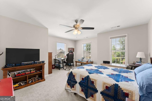 6658 Rivergreen Rd, Flowery Branch, GA 30542 - carpeted bedroom with ceiling fan