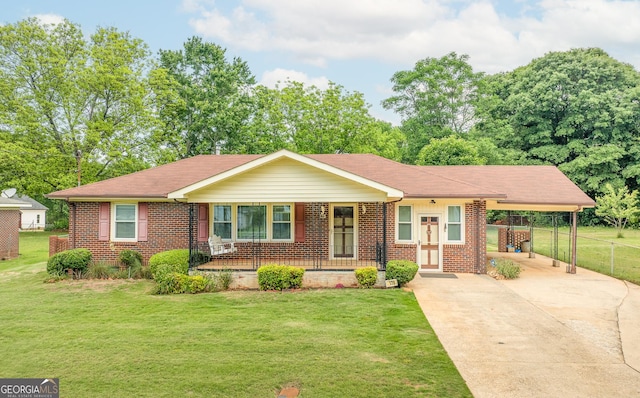 170 Northcrest Dr, Athens, GA 30601 - view of front of property featuring brick siding, covered porch, an attached carport, concrete driveway, and a shingled roof
