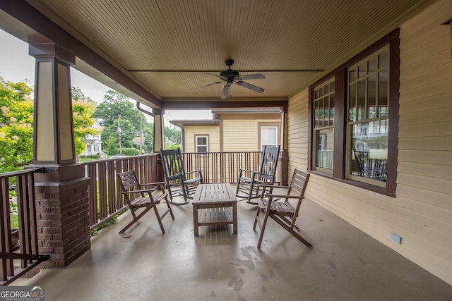 20 Salbide Ave, Newnan, GA 30263 - view of patio / terrace with a ceiling fan and covered porch