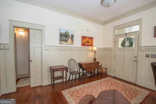 20 Salbide Ave, Newnan, GA 30263 - foyer with a wainscoted wall, wood finished floors, and a decorative wall
