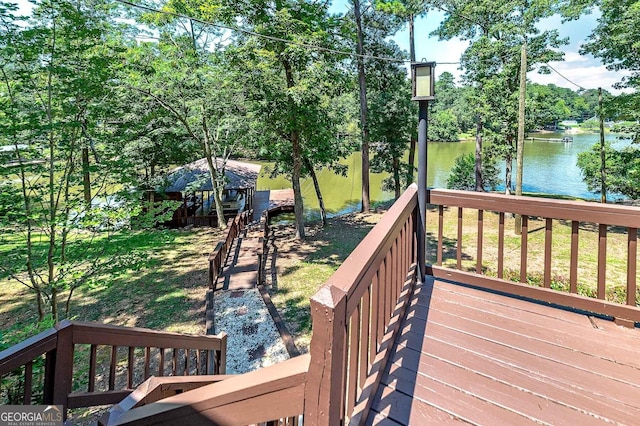207A Quail Trl, Jackson, GA 30233 - deck featuring a water view and view of wooded area