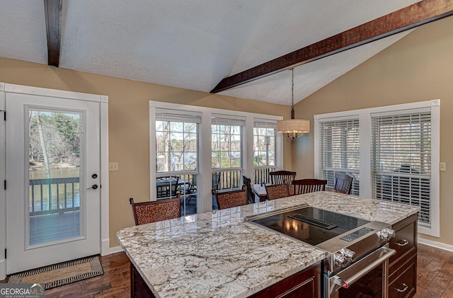 207A Quail Trl, Jackson, GA 30233 - kitchen with electric range, a chandelier, dark wood finished floors, and plenty of natural light