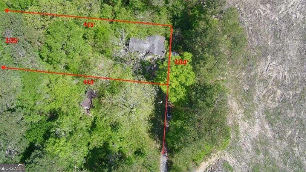 aerial view of property's location with property boundaries highlighted