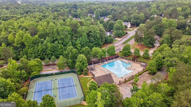 200 Hidden Spring Way, Athens, GA 30605 - drone / aerial view of a pool and a forest