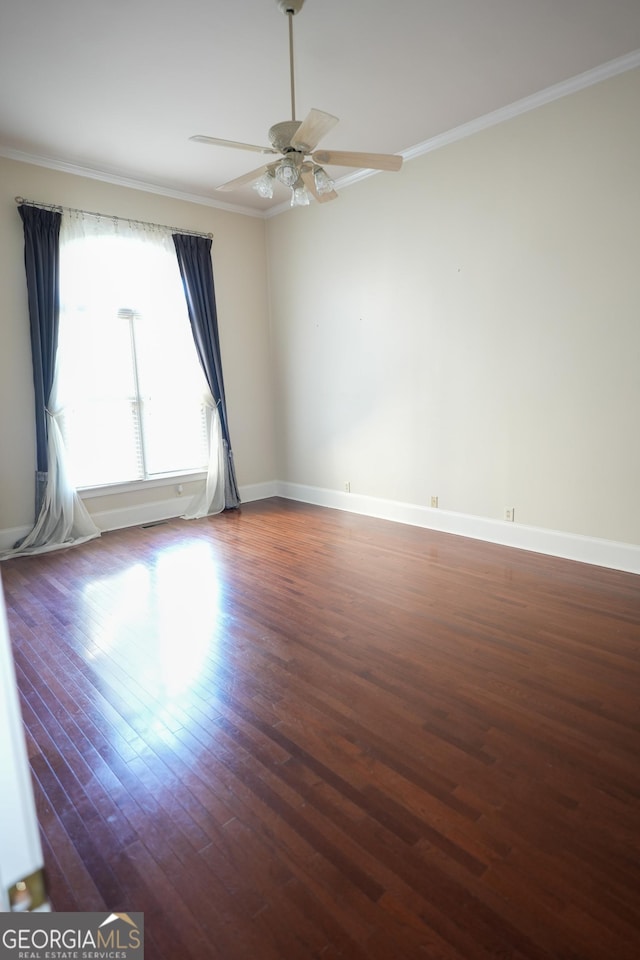 1010 Forest Overlook Dr SW, Atlanta, GA 30331 - empty room featuring hardwood / wood-style floors, crown molding, a ceiling fan, and baseboards