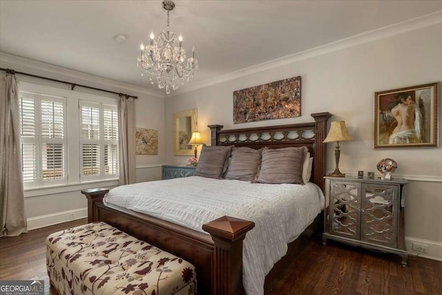430 Milledge Cir, Athens, GA 30609 - bedroom featuring a chandelier, wood finished floors, baseboards, and ornamental molding