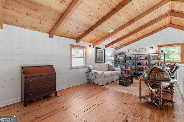 223 Denny Ridge Rd, Jasper, GA 30143 - living area with wood-type flooring, wood ceiling, and wood walls
