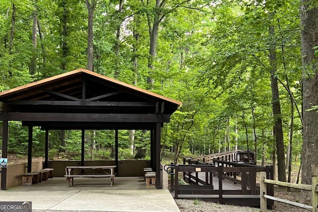 223 Denny Ridge Rd, Jasper, GA 30143 - view of home's community featuring a wooded view, a gazebo, and a wooden deck