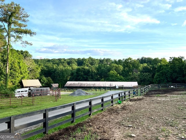 223 Denny Ridge Rd, Jasper, GA 30143 - view of yard featuring an enclosed riding area, a view of rural / pastoral area, a view of trees, and fence