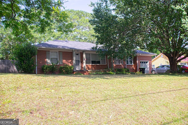 ranch-style house with brick siding and a garage