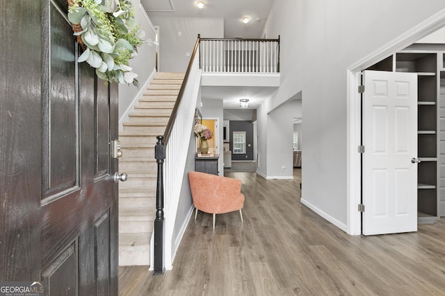 3 Tiffany Trce, Palmetto, GA 30268 - entrance foyer with wood finished floors, stairs, and a high ceiling