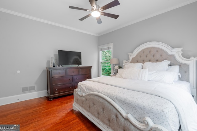 1000 Admiral Xing, Alpharetta, GA 30005 - bedroom featuring wood finished floors, ornamental molding, baseboards, and a ceiling fan