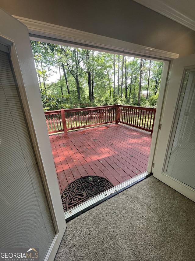 101 Brookridge Dr, Hogansville, GA 30230 - wooden deck with view of scattered trees