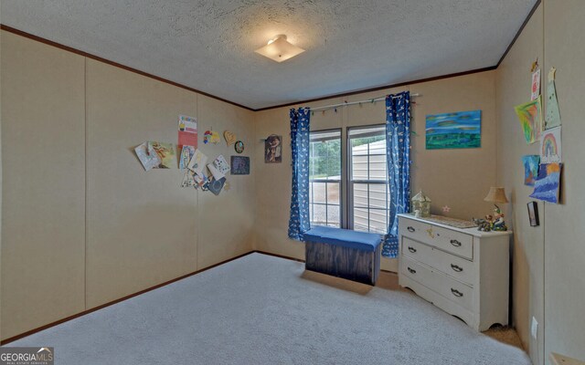 484 Tb Thornton Dr, Hartwell, GA 30643 - bedroom featuring crown molding, light colored carpet, and a textured ceiling
