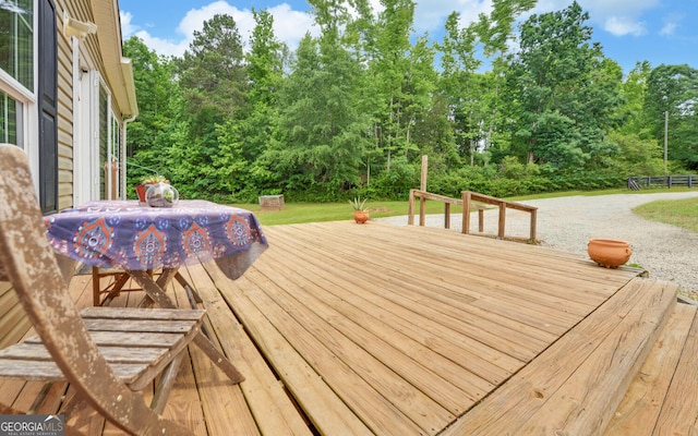 484 Tb Thornton Dr, Hartwell, GA 30643 - wooden terrace featuring view of wooded area