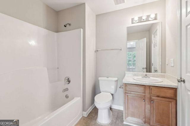 2896 Chilhowee Dr, Atlanta, GA 30331 - full bath with toilet,  shower combination, vanity, tile patterned flooring, and baseboards