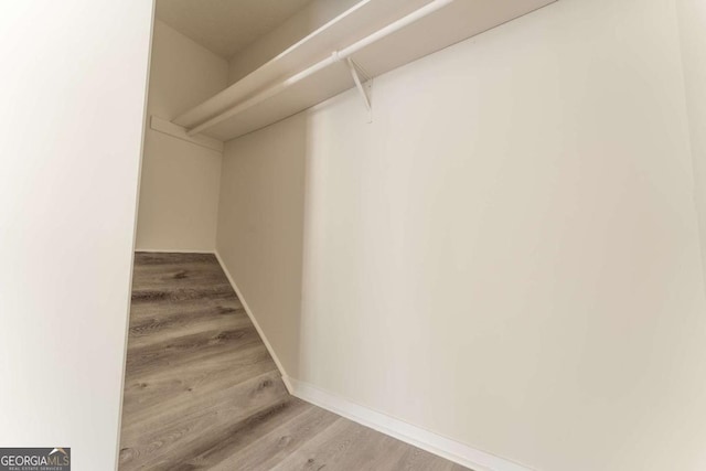walk in closet featuring light wood finished floors