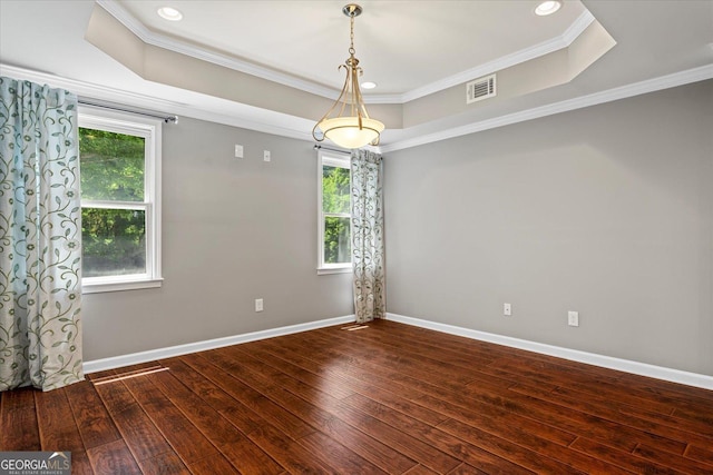 235 Foxley Way, Roswell, GA 30075 - spare room featuring hardwood / wood-style floors, a raised ceiling, baseboards, ornamental molding, and recessed lighting