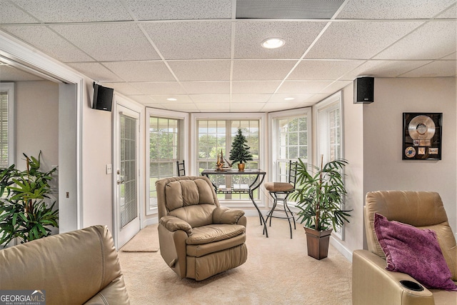 127 Courts Of Hampton, Hampton, GA 30228 - sitting room featuring light colored carpet, a drop ceiling, and recessed lighting