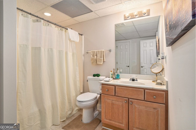 127 Courts Of Hampton, Hampton, GA 30228 - bathroom with a drop ceiling, vanity, tile patterned floors, and a shower with shower curtain