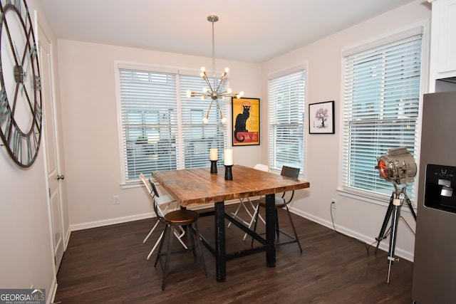 756 Cady Way, Atlanta, GA 30312 - dining room with a chandelier, dark wood-type flooring, and baseboards