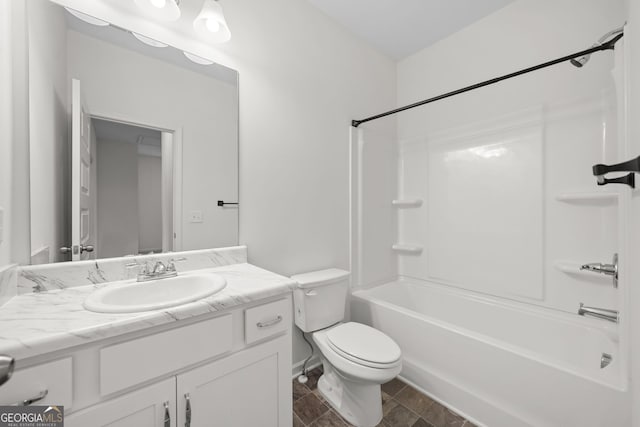 235 Centennial Cir, Canton, GA 30114 - bathroom with vanity, shower / bath combination, and toilet