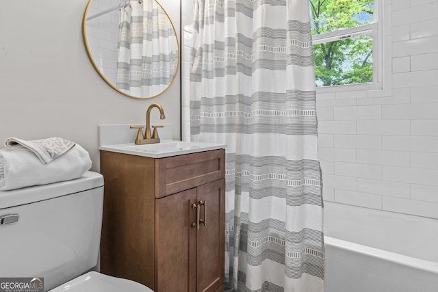 492 Clover St, Athens, GA 30606 - full bath with toilet, vanity, and shower / bathtub combination with curtain
