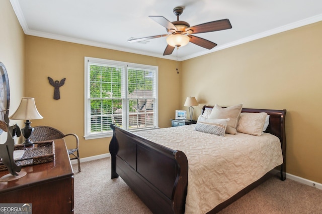 1320 Magnolia Park Cir, Cumming, GA 30040 - carpeted bedroom with crown molding and a ceiling fan