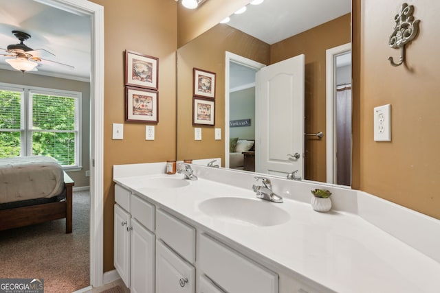 1320 Magnolia Park Cir, Cumming, GA 30040 - bathroom featuring ensuite bathroom, a ceiling fan, and double vanity