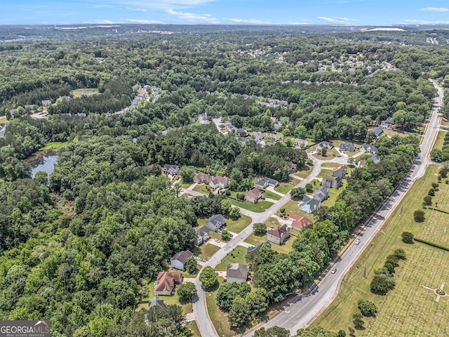 aerial view of a heavily wooded area