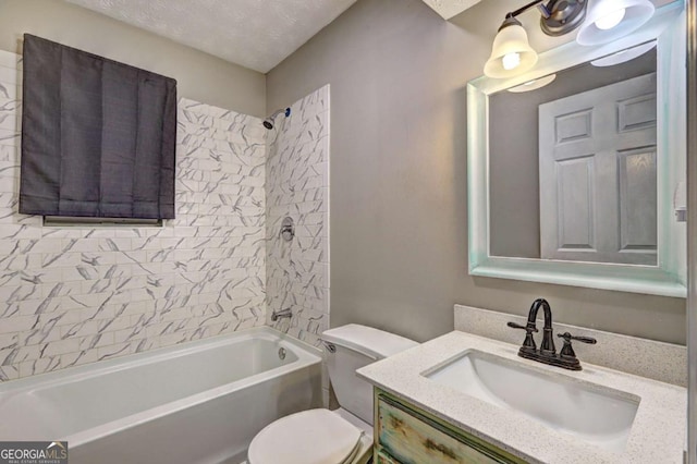 full bathroom featuring toilet, shower / bath combination, and vanity