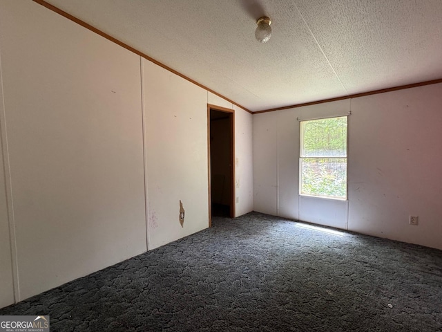 57 Pleasant Ln, Comer, GA 30629 - carpeted spare room with crown molding, a textured ceiling, and lofted ceiling