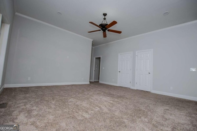 319 Stonebridge Blvd, Bremen, GA 30110 - carpeted empty room with ceiling fan, crown molding, and baseboards