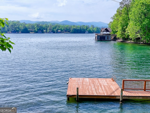 dock with a water and mountain view