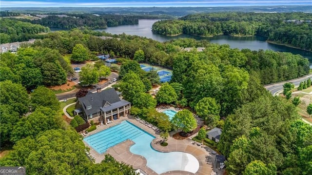 178 Sunshower Rdg, Canton, GA 30114 - bird's eye view of a nearby body of water, a forest, and a pool