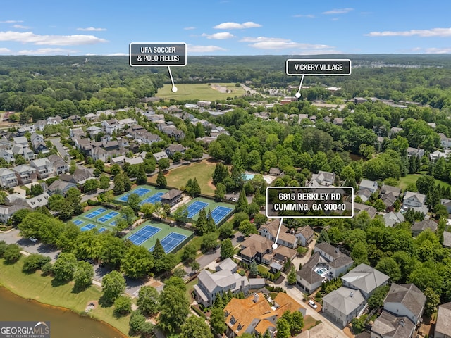 6815 Berkley Rd, Cumming, GA 30040 - aerial view of residential area featuring a large body of water