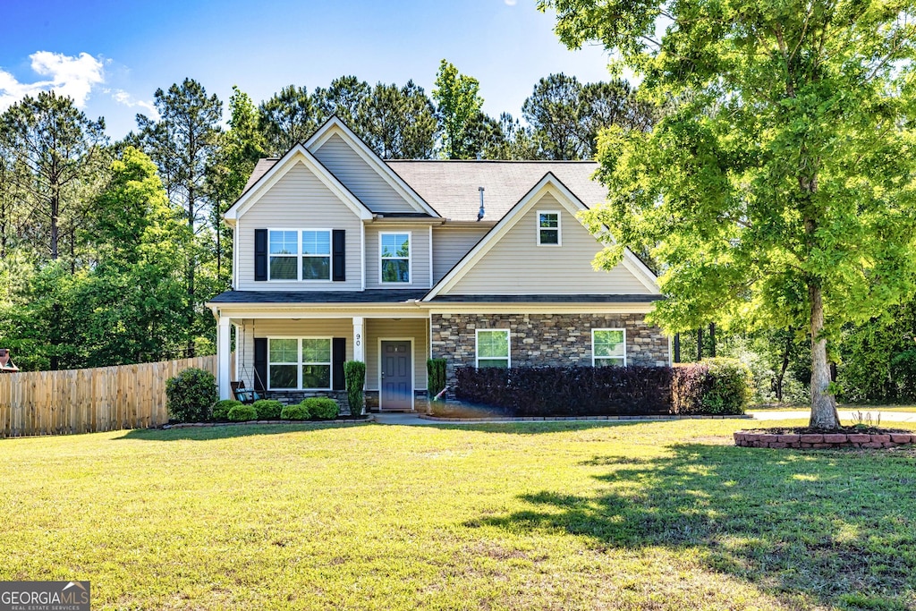 90 Flat Creek Dr, Lagrange, GA 30241 - view of front facade with a porch and stone siding