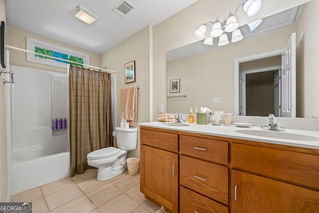 127 Chestnut Ln, Athens, GA 30606 - bathroom with double vanity, tile patterned flooring, and shower / bathtub combination with curtain