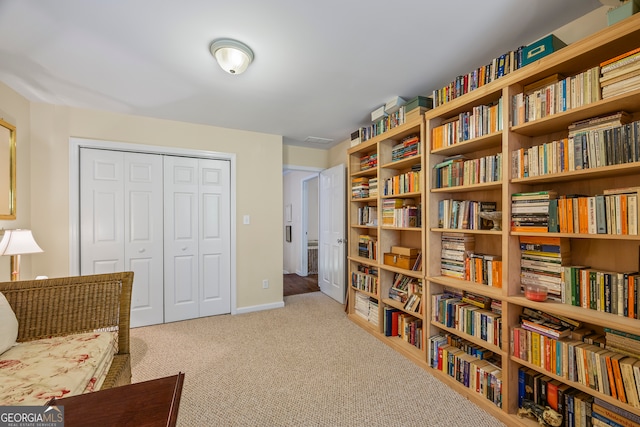 127 Chestnut Ln, Athens, GA 30606 - living area with wall of books and carpet flooring