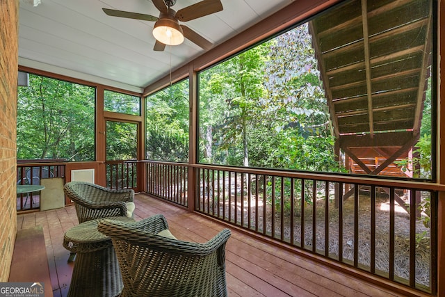 127 Chestnut Ln, Athens, GA 30606 - wooden terrace featuring a ceiling fan