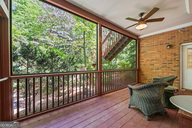 127 Chestnut Ln, Athens, GA 30606 - sunroom / solarium featuring ceiling fan and healthy amount of natural light