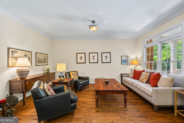 127 Chestnut Ln, Athens, GA 30606 - living area with crown molding and wood finished floors
