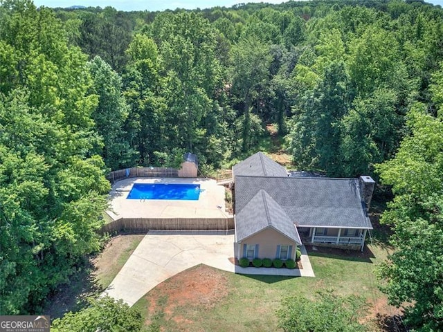 2652 Mount Tabor Church Rd, Dallas, GA 30157 - aerial view of property and surrounding area with a forest and a pool area