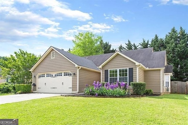ranch-style house with a garage and concrete driveway