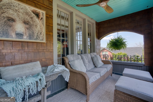 view of patio with ceiling fan