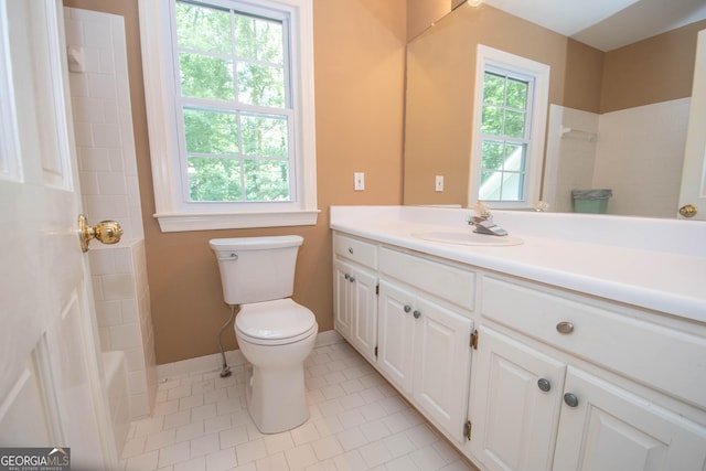 24 Overbrook Ct, Newnan, GA 30263 - bathroom with toilet, tile patterned flooring, vanity, and baseboards